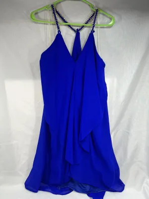 Charlotte Russe Blue 1X Plus Dress Flowy Evening Beach Cover Gold Chain Straps
