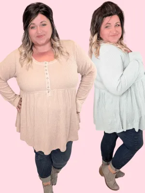 Chase Waffle Knit Babydoll w/Snap Detail