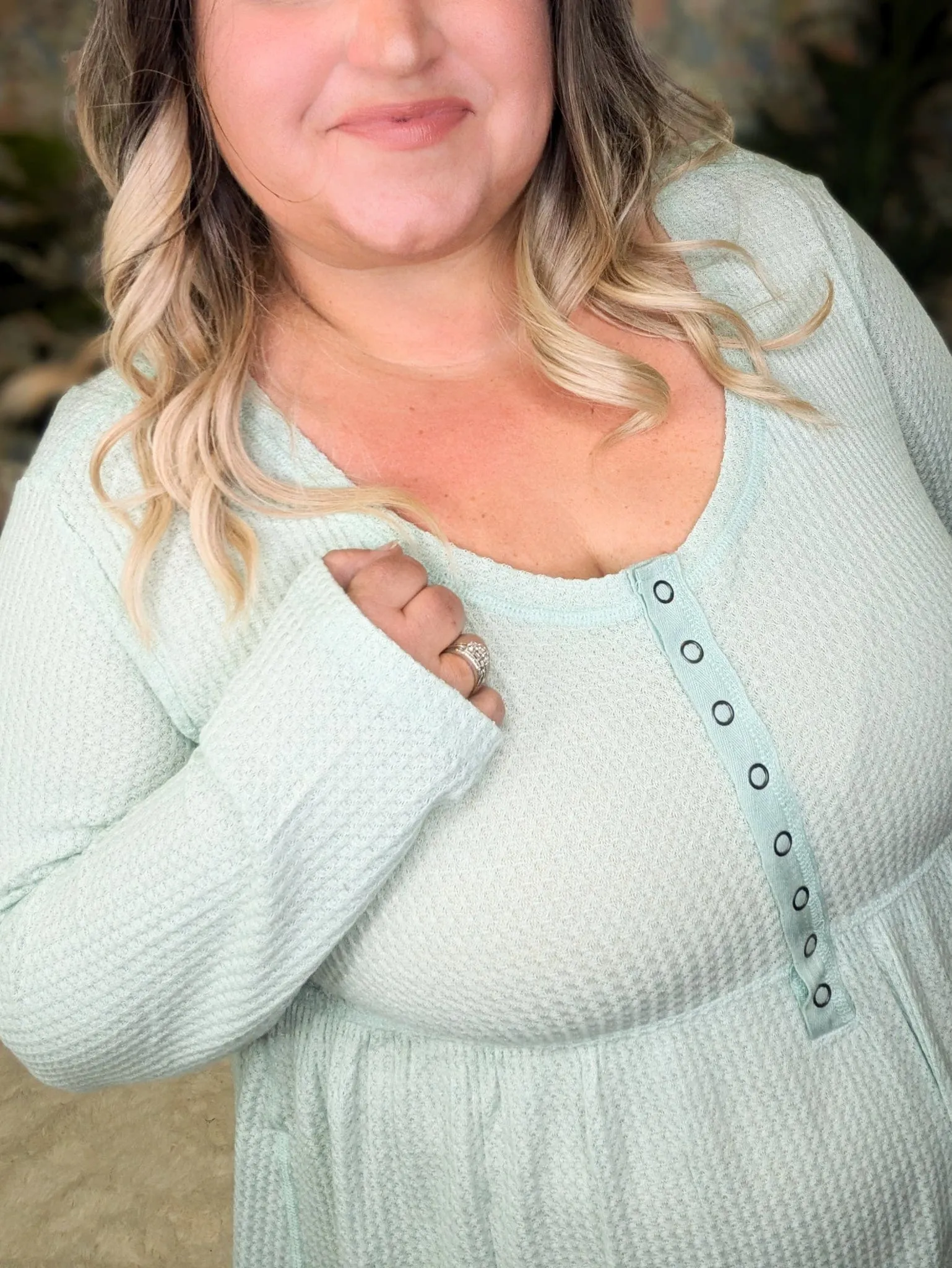Chase Waffle Knit Babydoll w/Snap Detail
