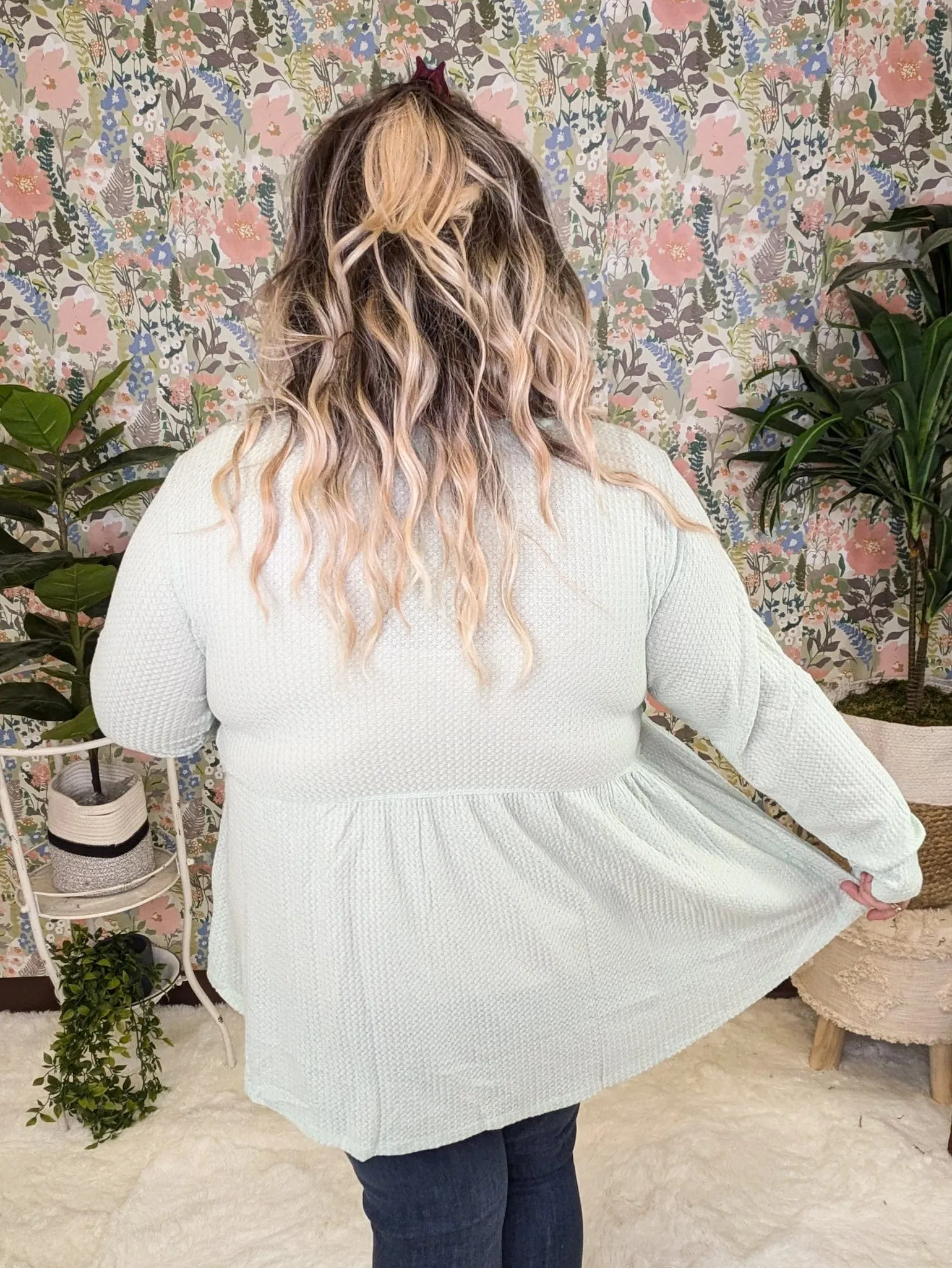 Chase Waffle Knit Babydoll w/Snap Detail
