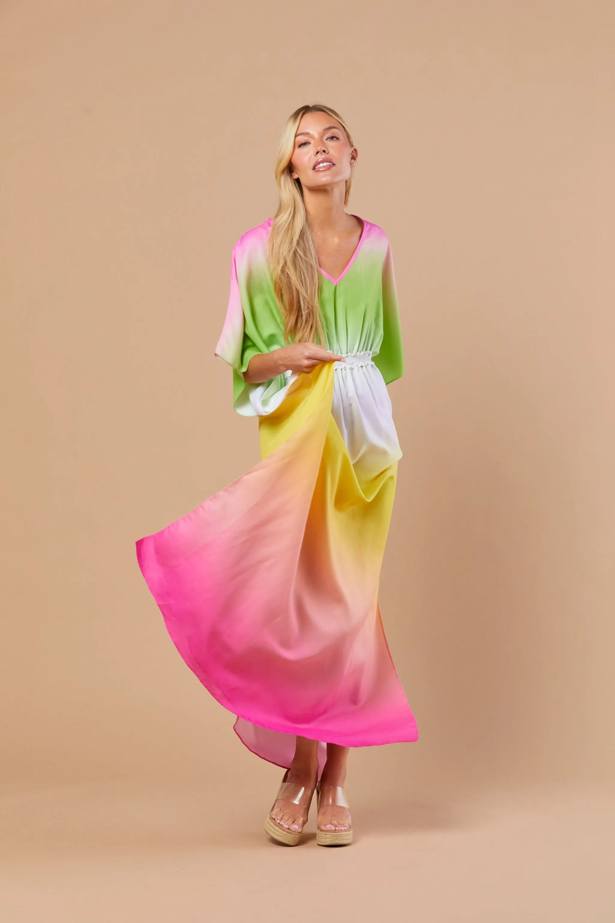 Christy Caftan in Bubblegum Ombre