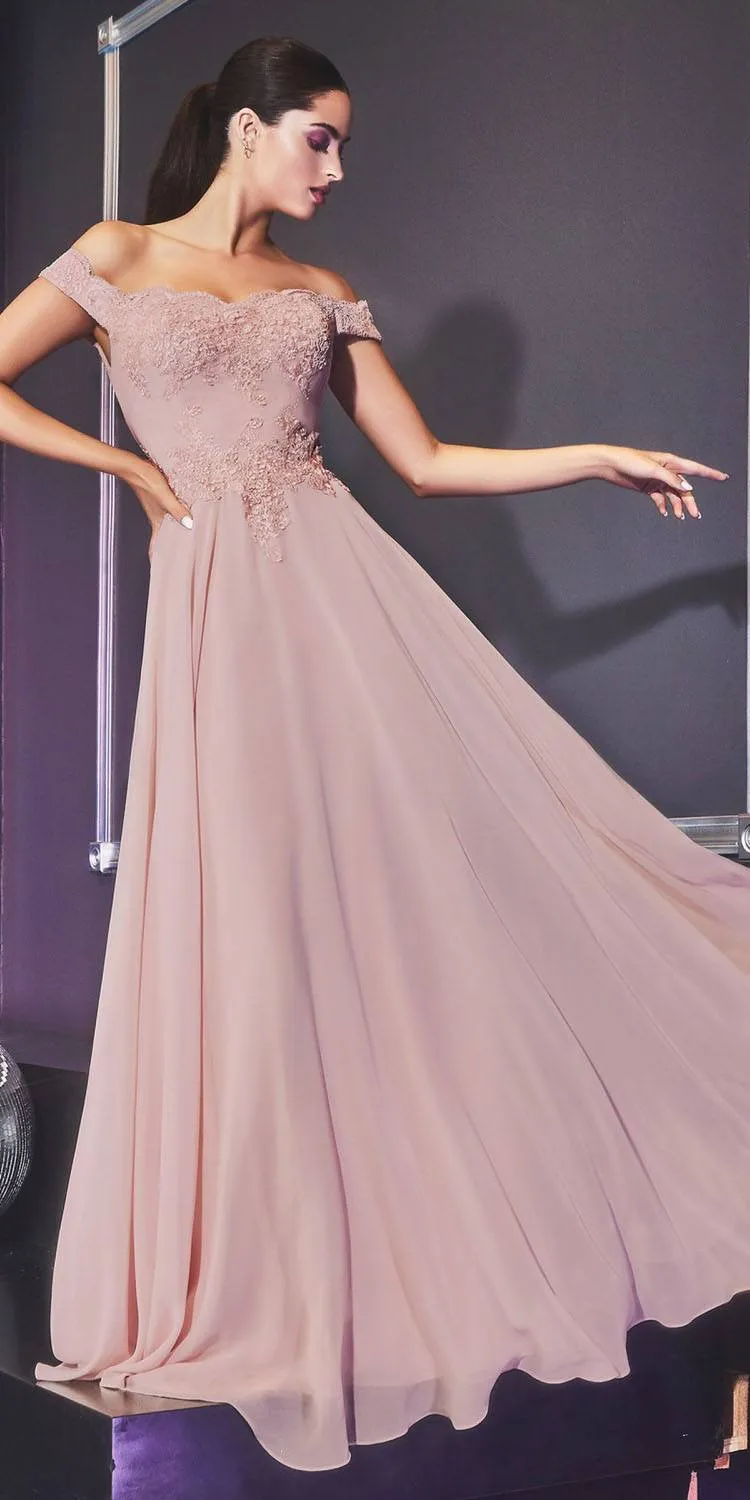 Cinderella Divine 7258W Off The Shoulder Long  Gown