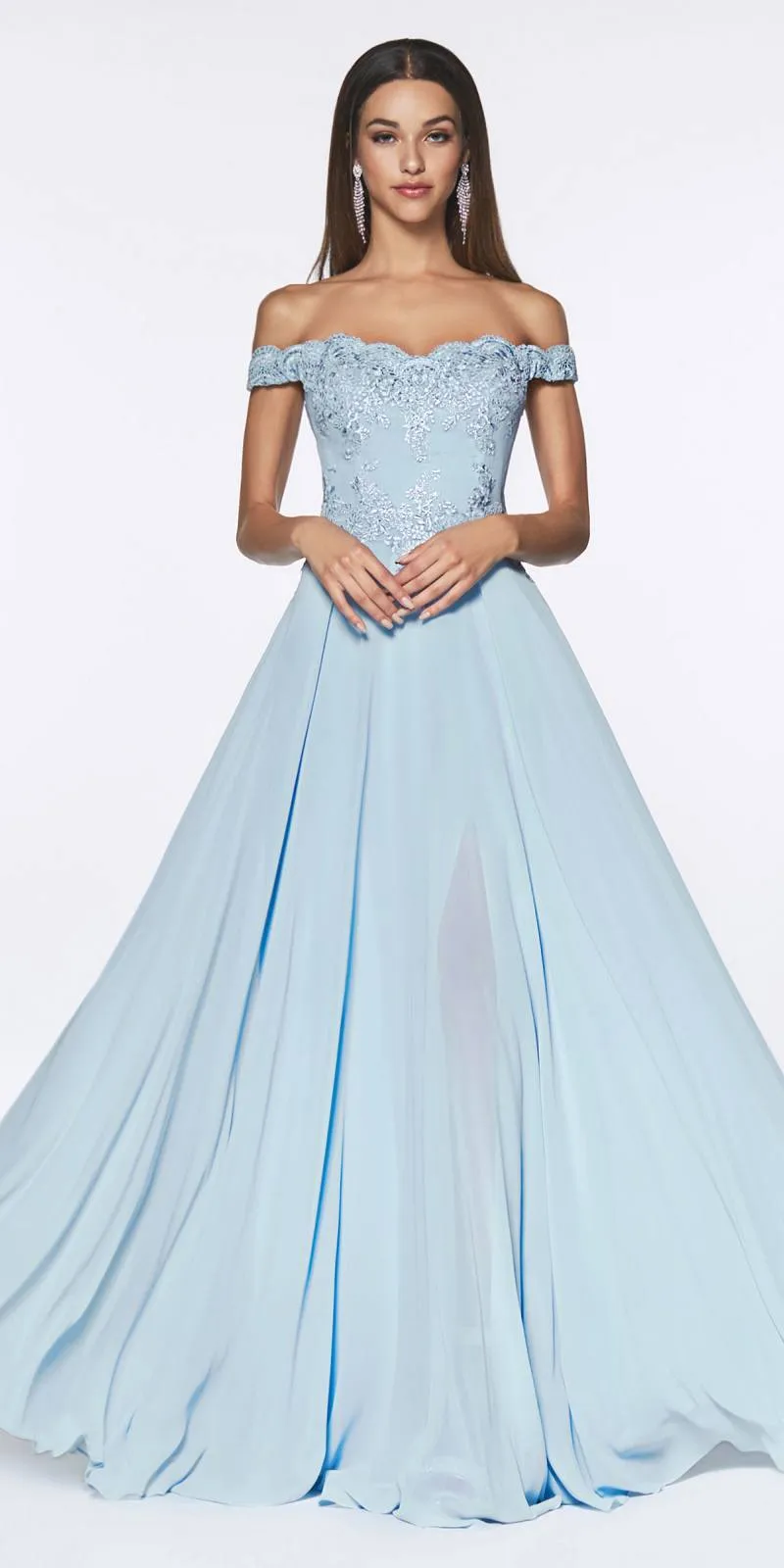 Cinderella Divine 7258W Off The Shoulder Long  Gown
