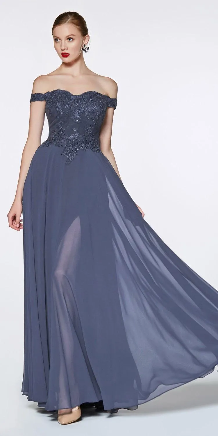Cinderella Divine 7258W Off The Shoulder Long  Gown