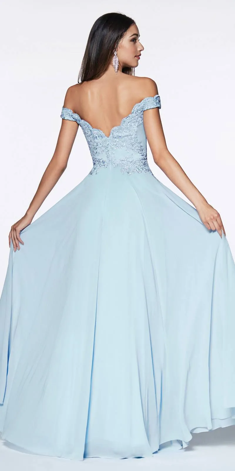Cinderella Divine 7258W Off The Shoulder Long  Gown