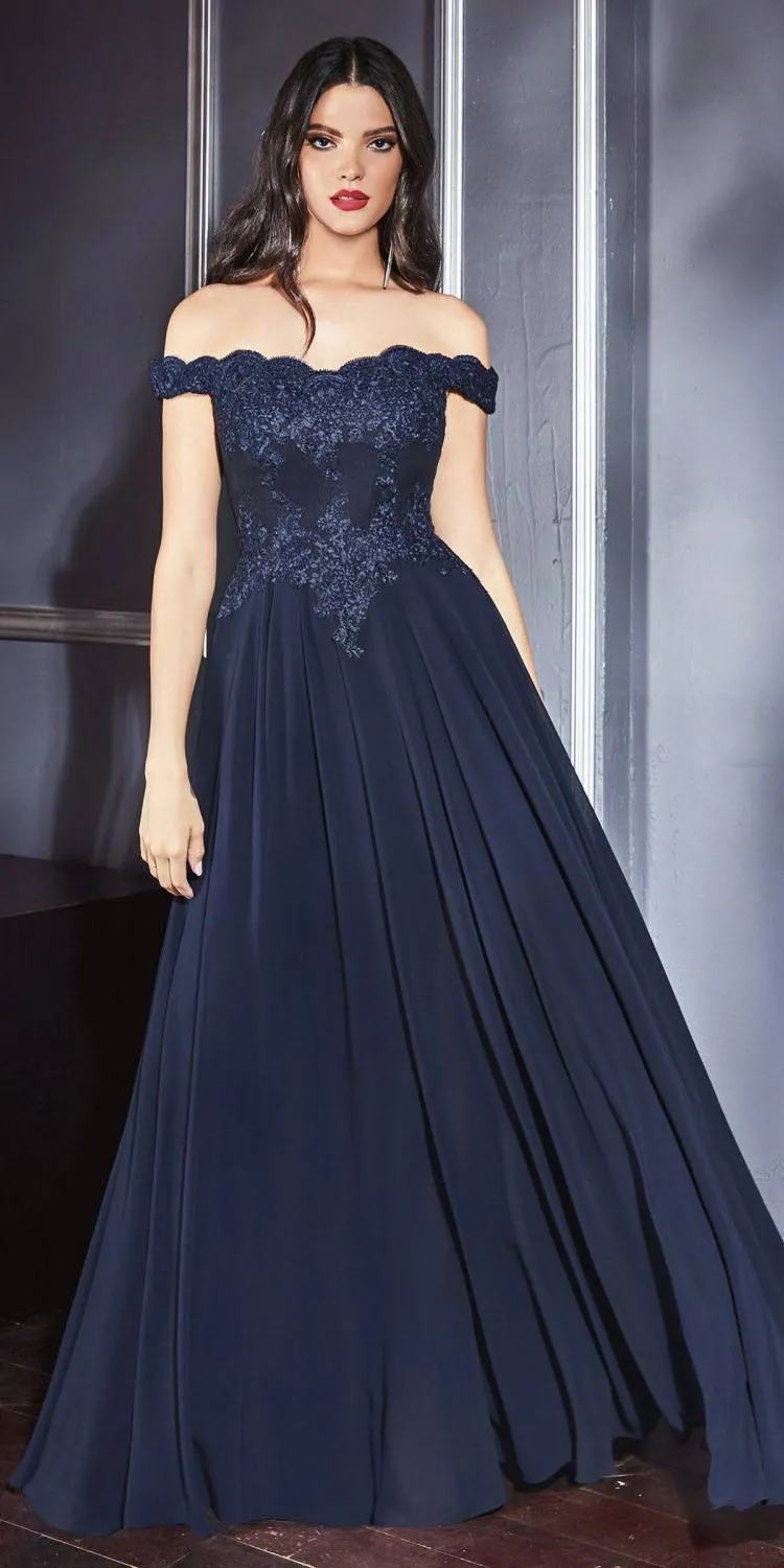 Cinderella Divine 7258W Off The Shoulder Long  Gown