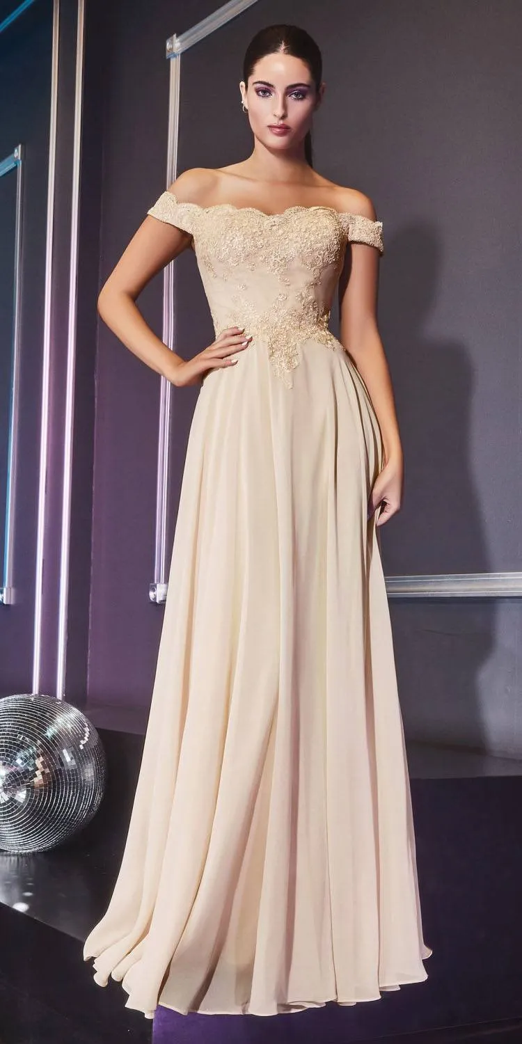 Cinderella Divine 7258W Off The Shoulder Long  Gown