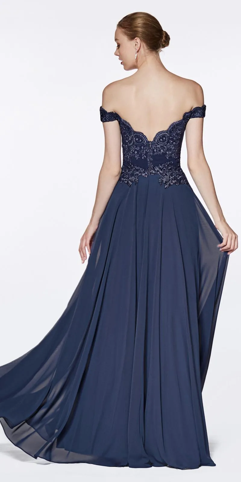 Cinderella Divine 7258W Off The Shoulder Long  Gown