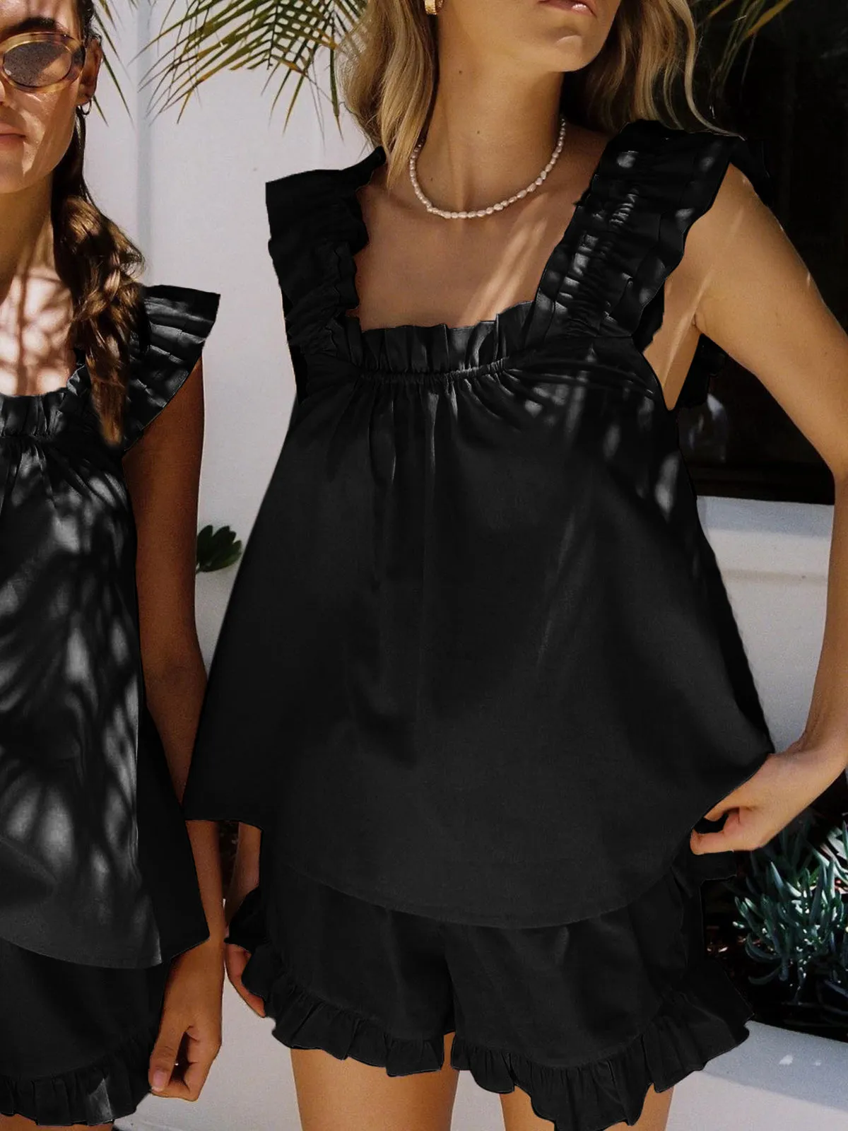 Clematis | Ruffled Sleeveless Top and Shorts Set