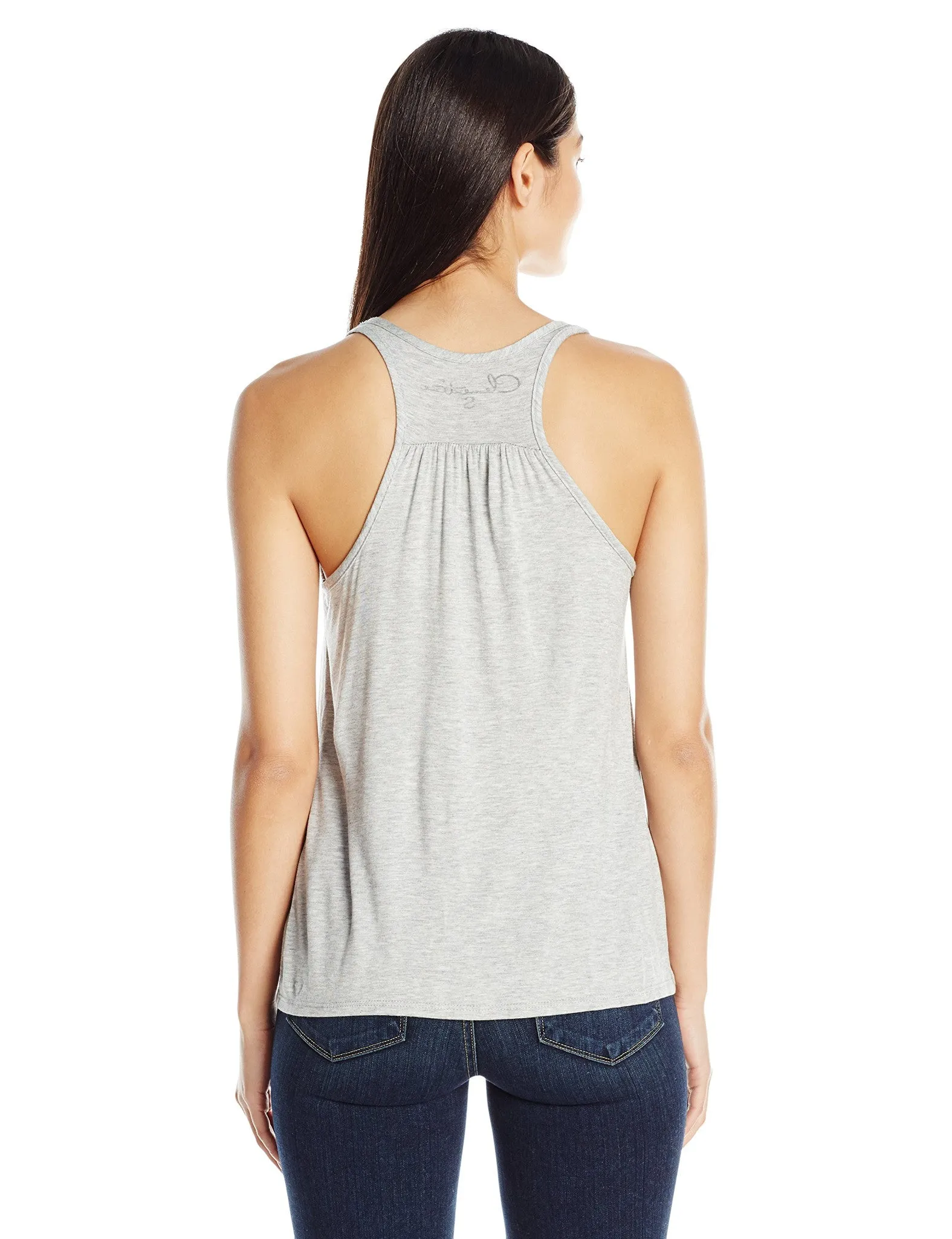 Clementine Women's Petite Plus Floral Skull Graphic Flowy Racerback Tank
