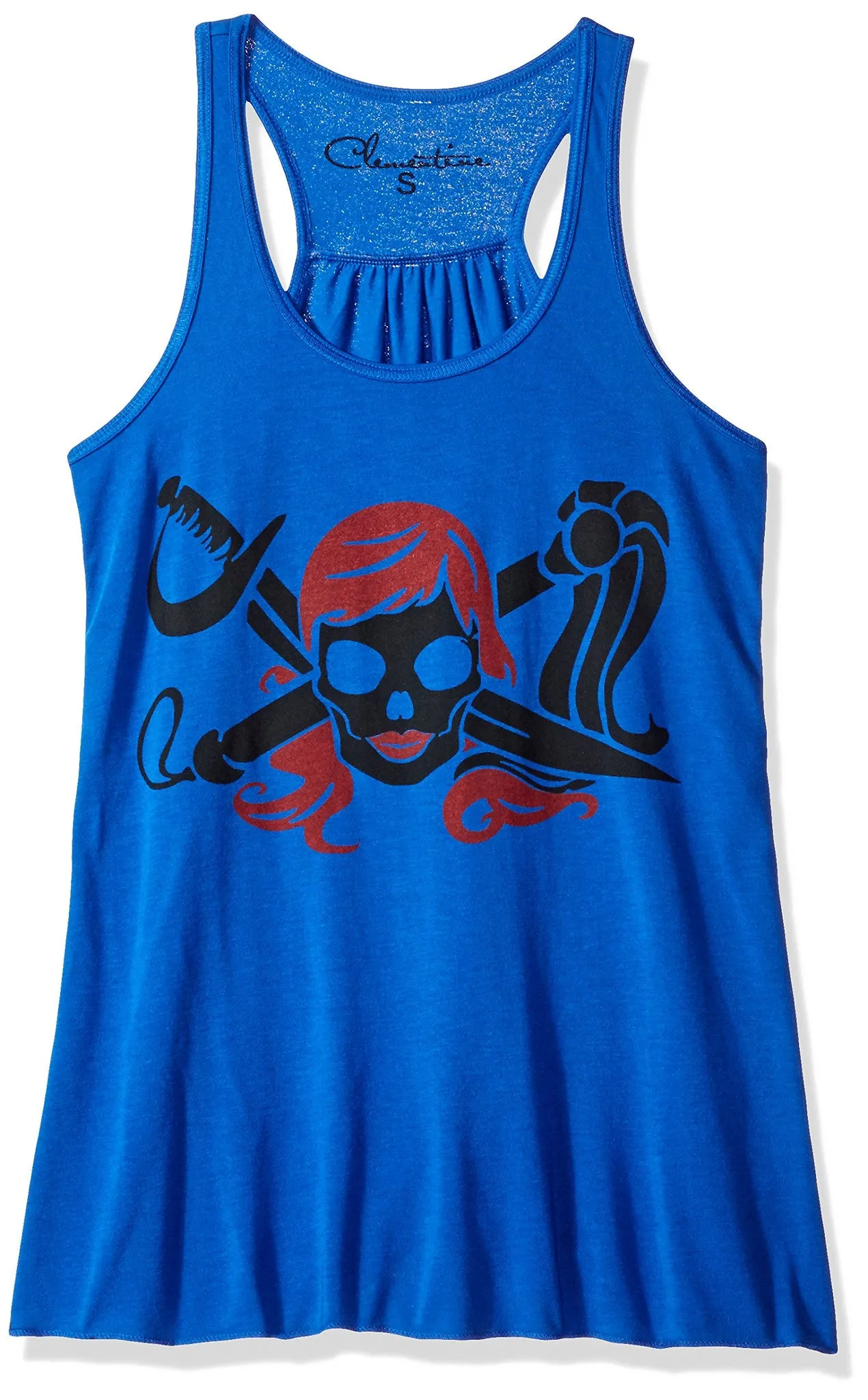 Clementine Women's Petite Plus Pirate Printed Flowy Racerback Tank Top
