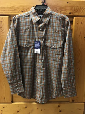 CLMWR422E-M-Teal/Rus Wrangler Shirt L/S  Retro Snap Wrinkle Resist