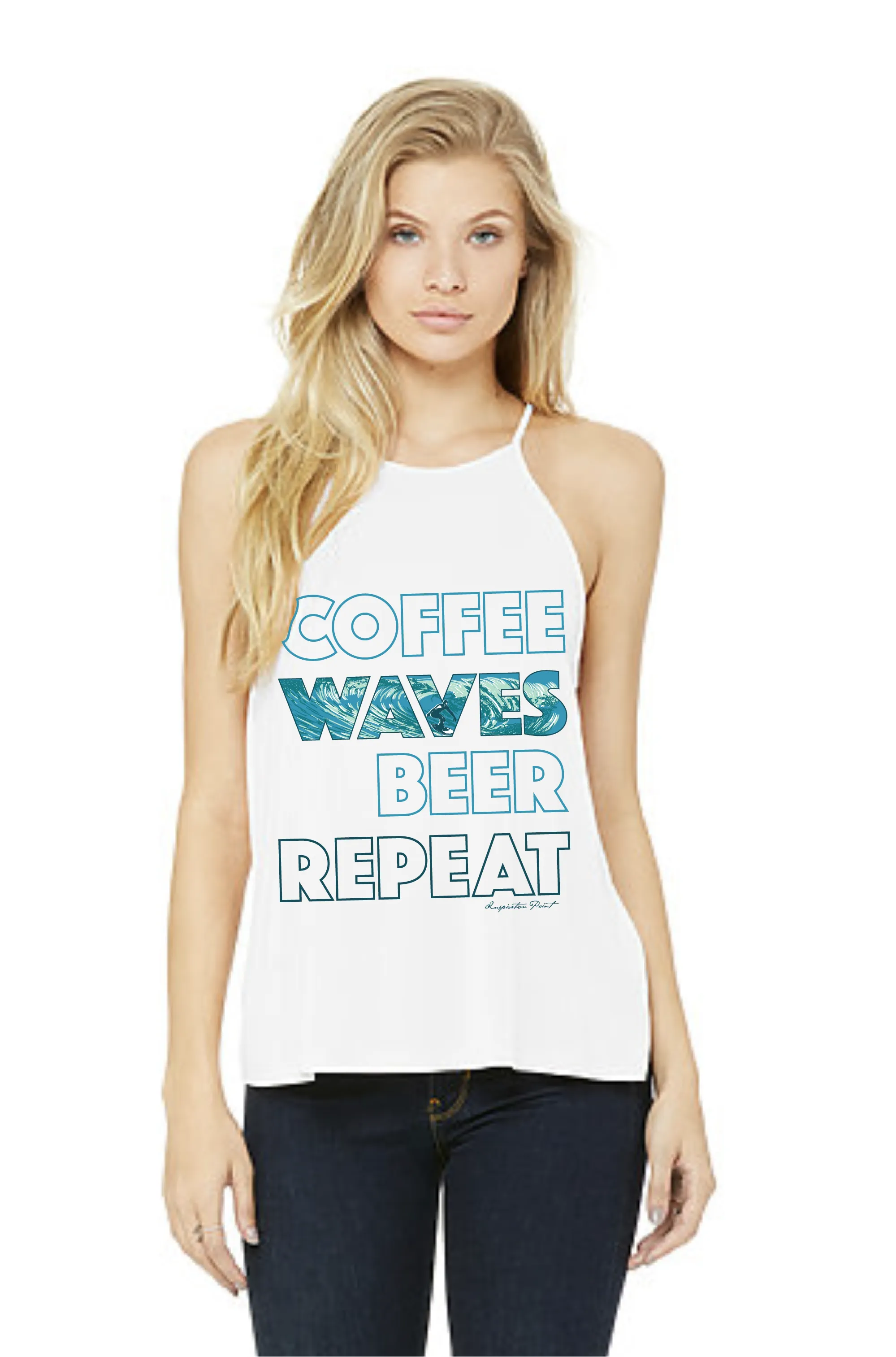 COFFEE WAVES BEER REPEAT HIGH NECK TANK