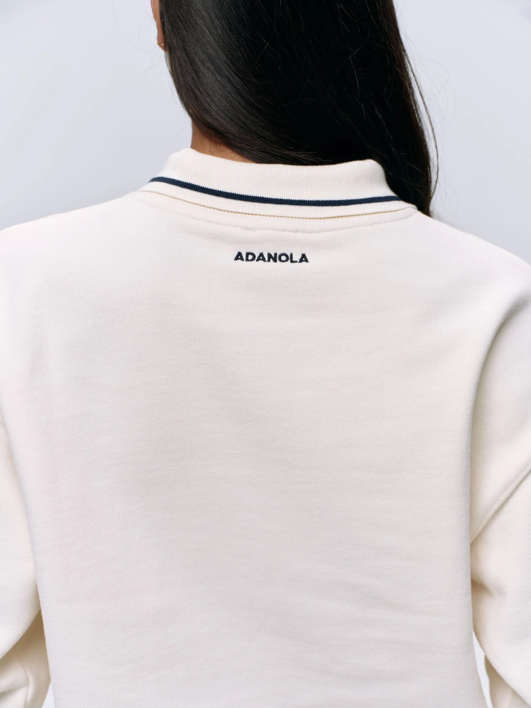 Collared Sweatshirt - Marshmallow White/Navy Blue