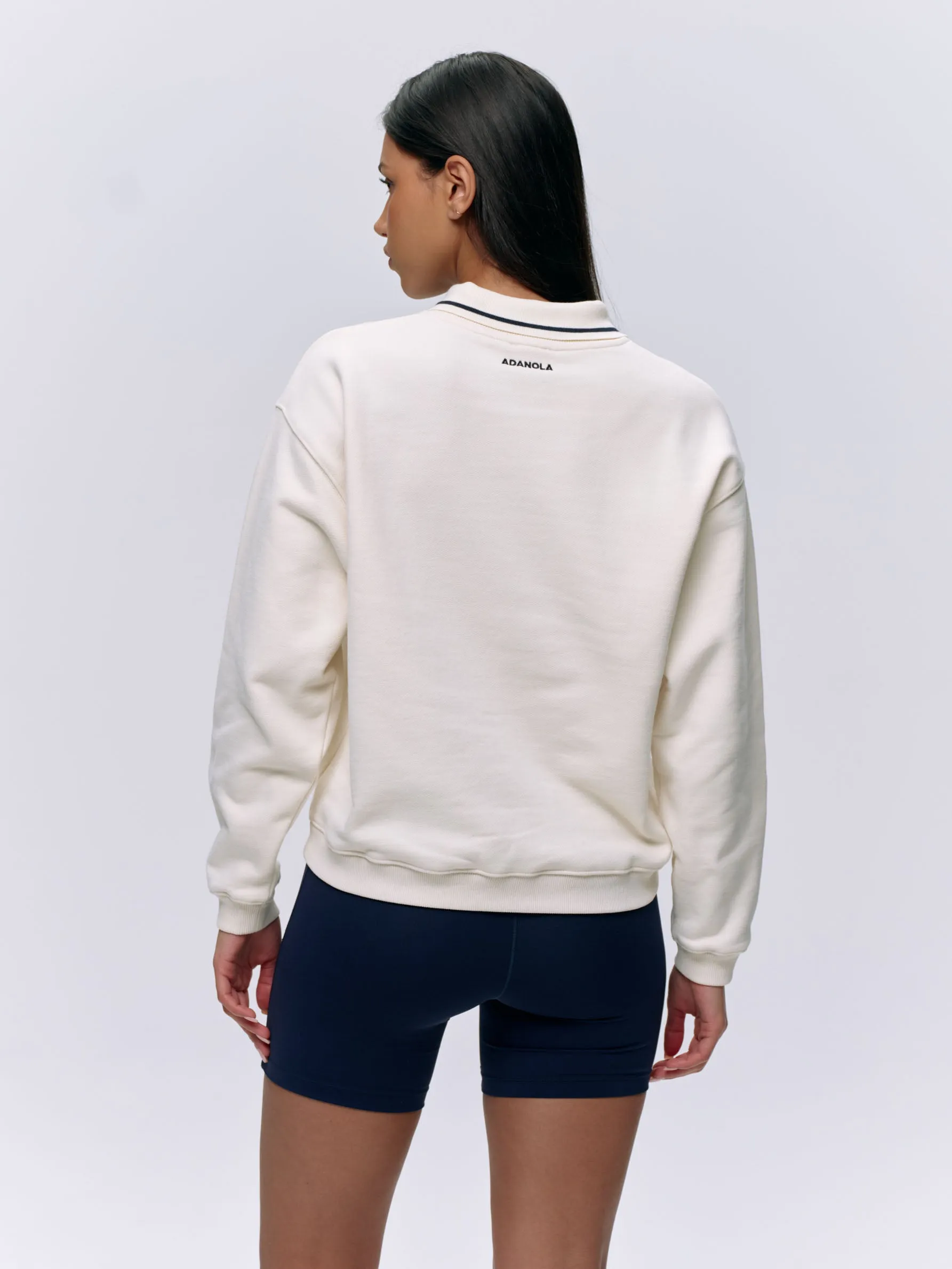 Collared Sweatshirt - Marshmallow White/Navy Blue