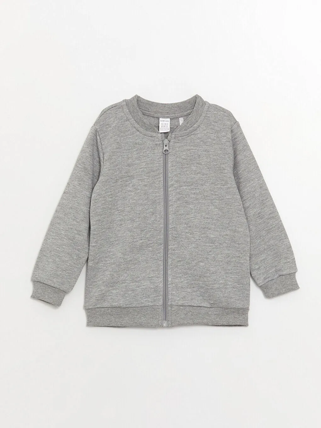 College Neck Long Sleeve Basic Baby Boy Zipper Sweatshirt