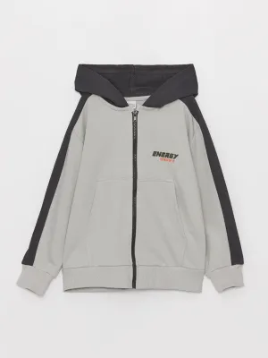 Comfortable Fit Hooded Boys Zippered Sweatshirt