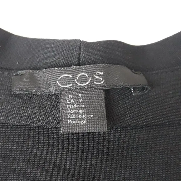COS Stretch Knit A-Line Black V-Neck Long Sleeve Dress L Office Date Night