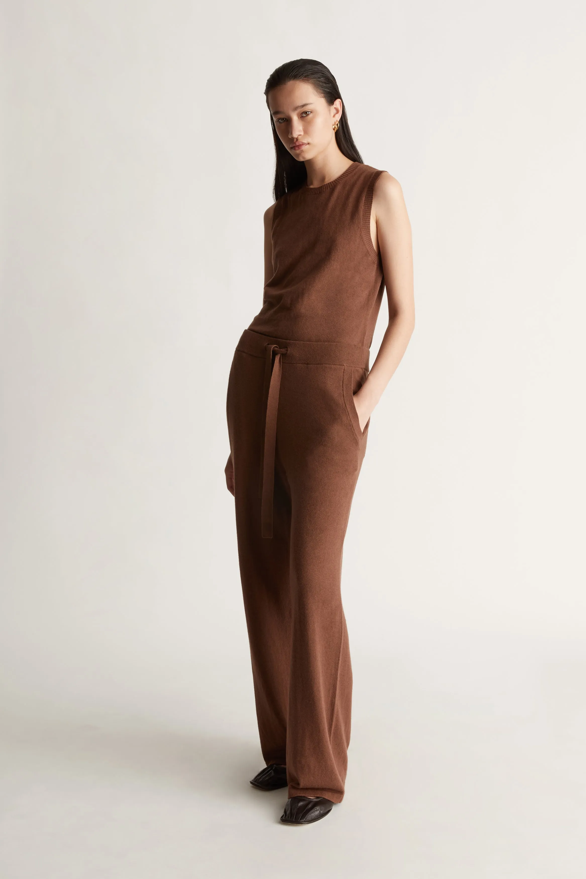 Cotton Cashmere Wide Leg Pant