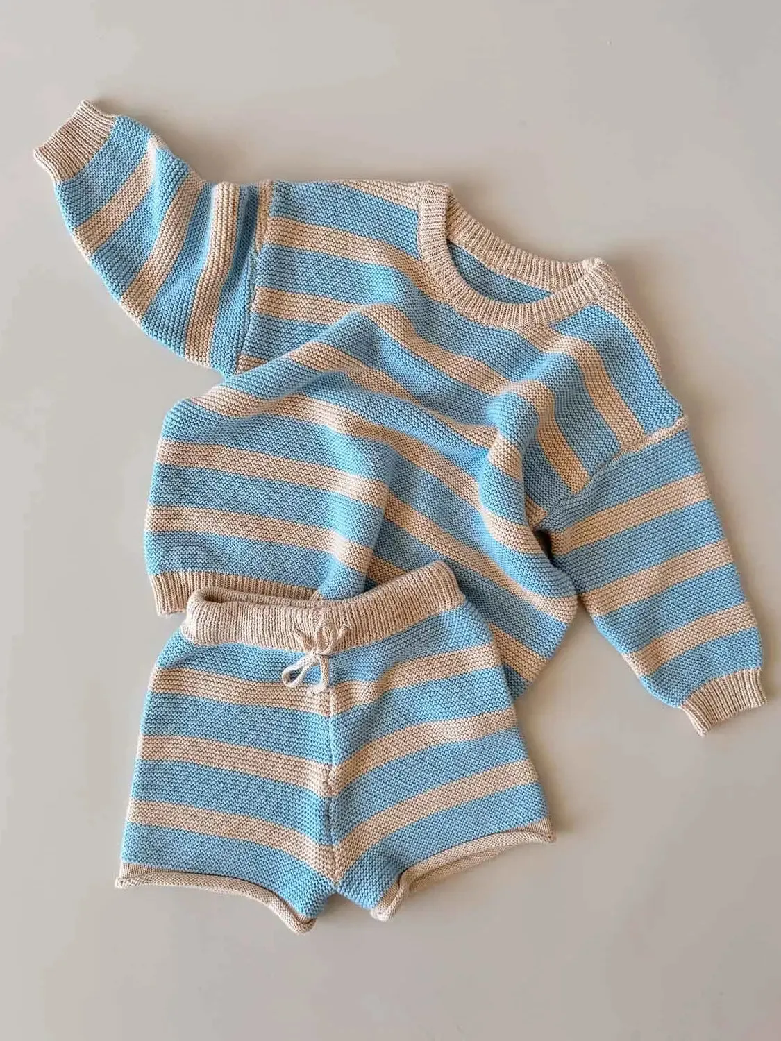 Cotton Knit Jumper | Sky Stripe
