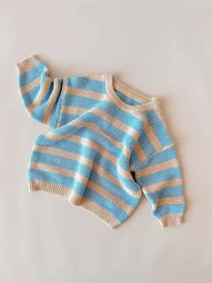 Cotton Knit Jumper | Sky Stripe
