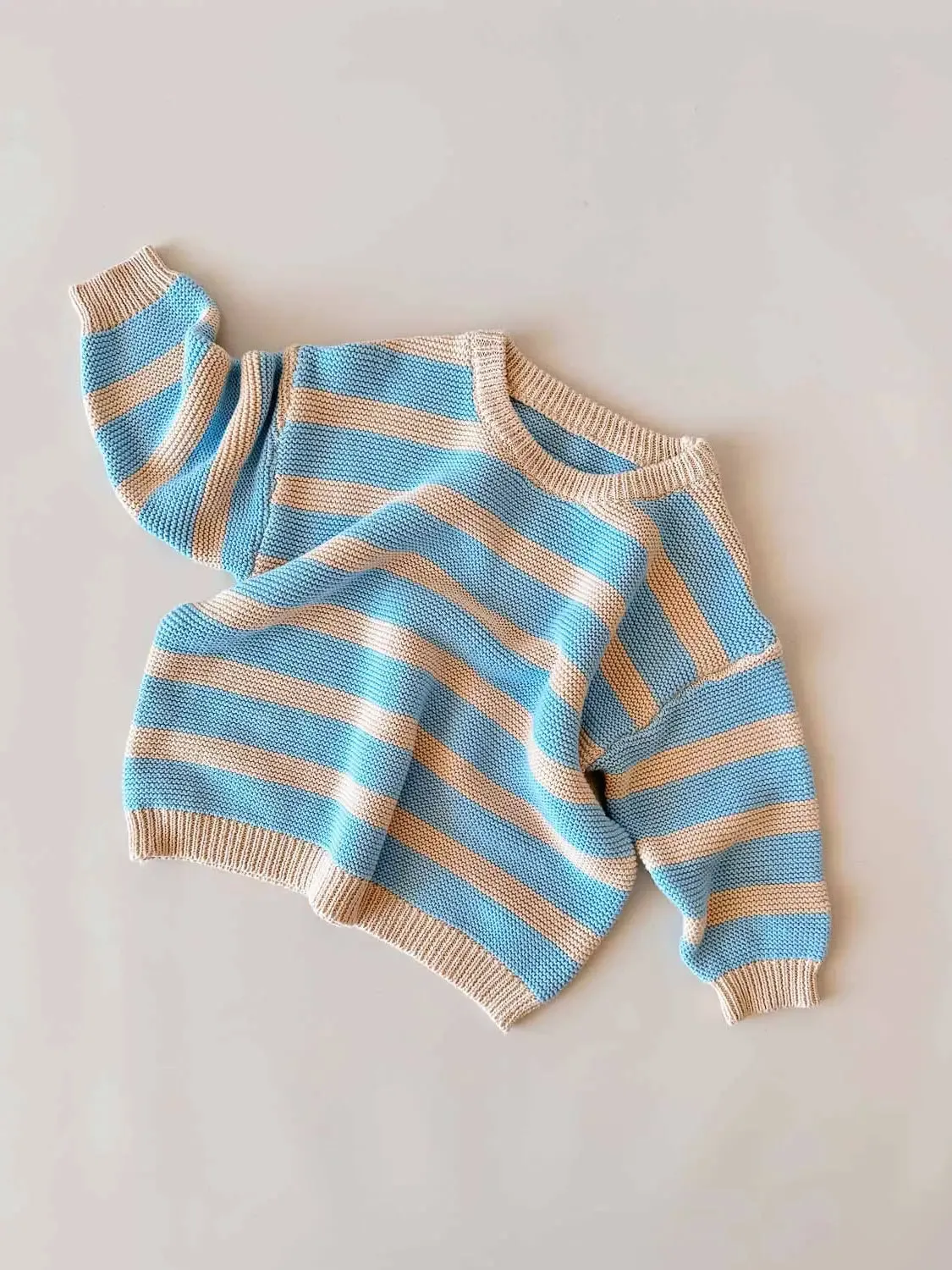 Cotton Knit Jumper | Sky Stripe