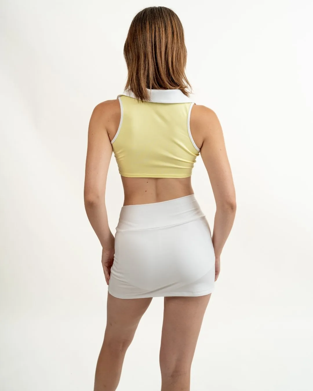 Courtside High Rise Bamboo Tennis Skirt - White