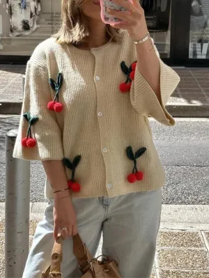 Cárdigan holgado Cherry Vibes con cerezas para mujer 🍒