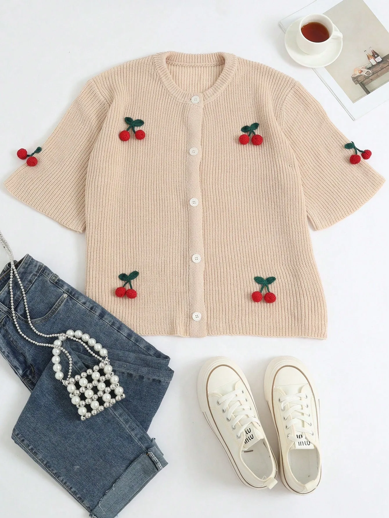Cárdigan holgado Cherry Vibes con cerezas para mujer 🍒