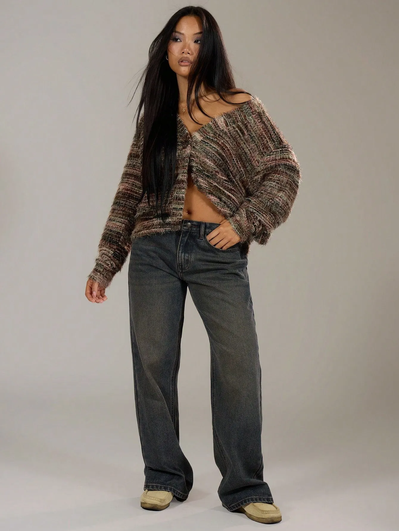 Cárdigan texturizado oversize Y2K de Cherry Vibes en