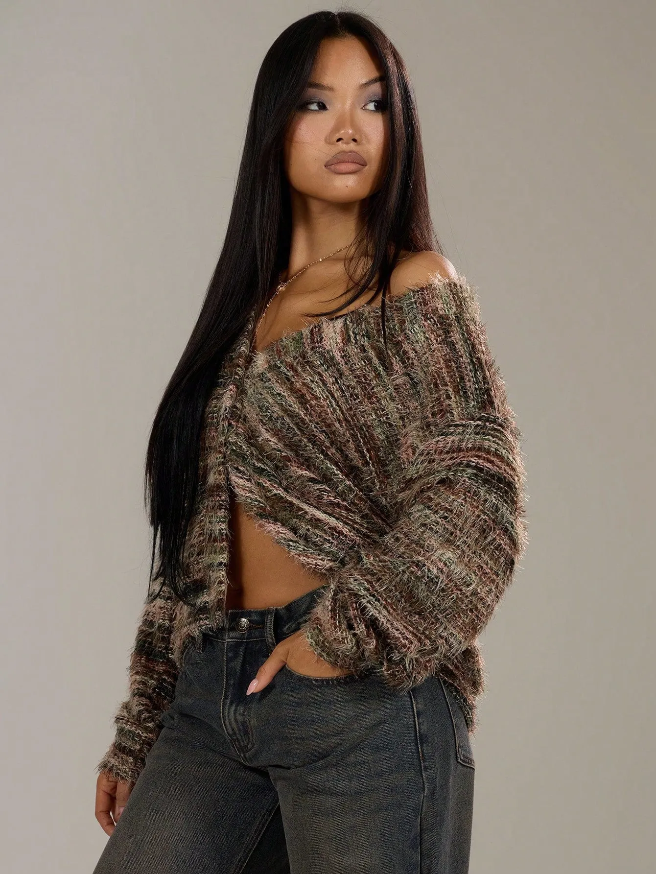 Cárdigan texturizado oversize Y2K de Cherry Vibes en