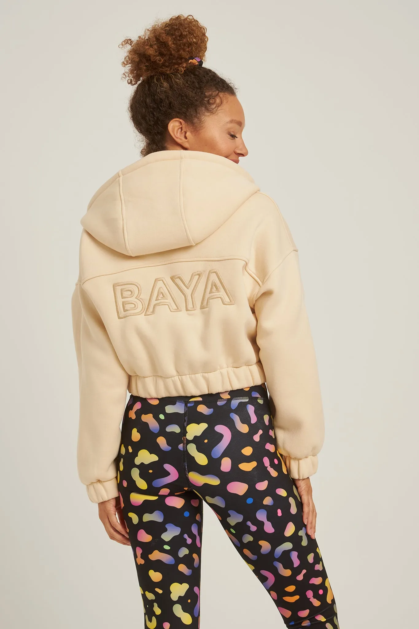 Cropped fleece jacket | Beige