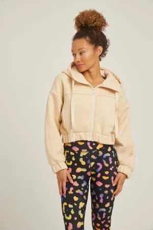 Cropped fleece jacket | Beige