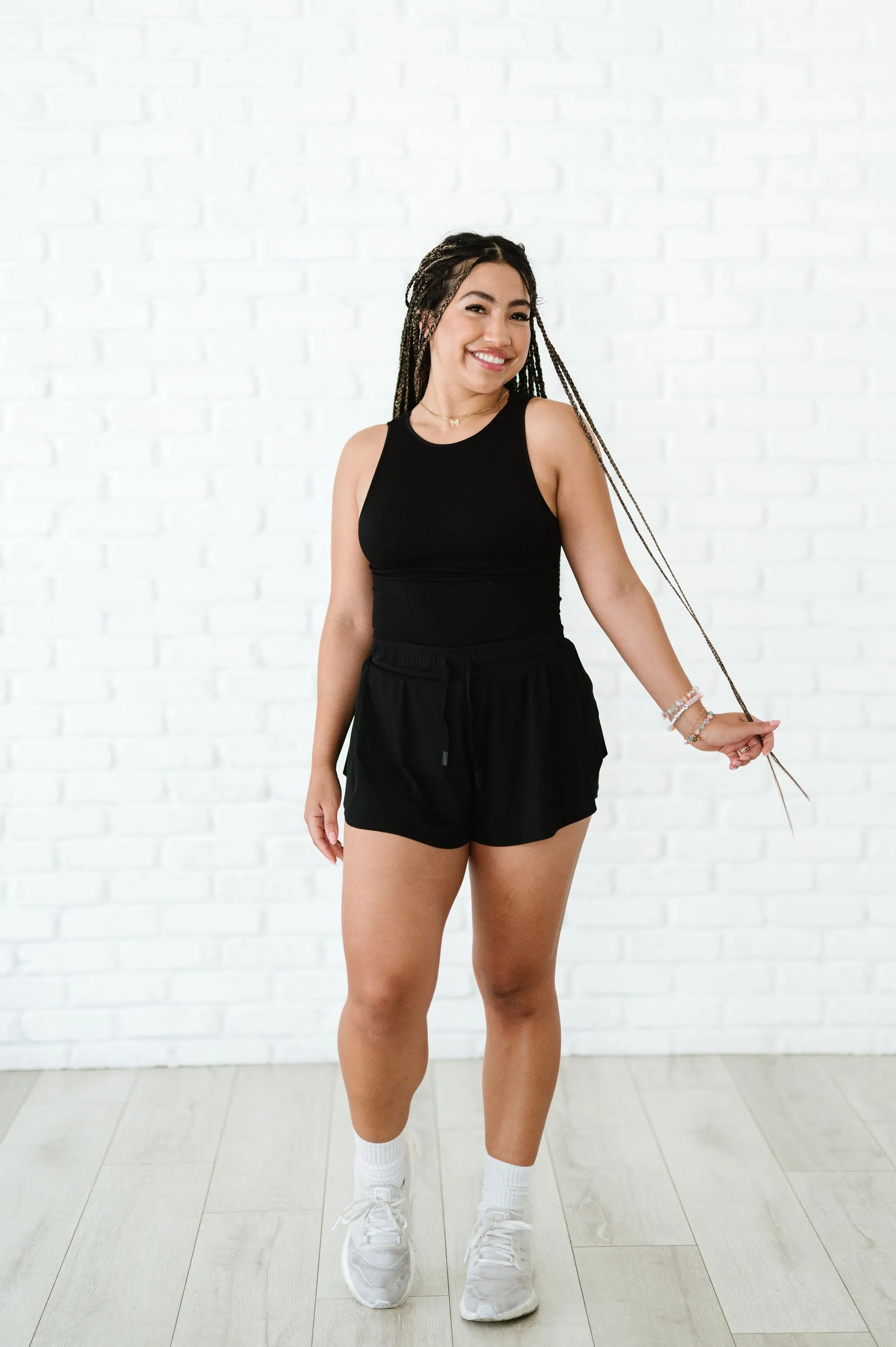 Cropped Ribbed High Neck - Black