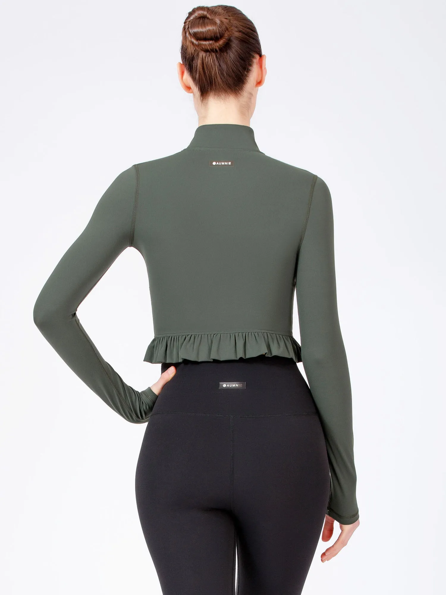 CROPPED RUFFLES JACKET, DEEP FOREST