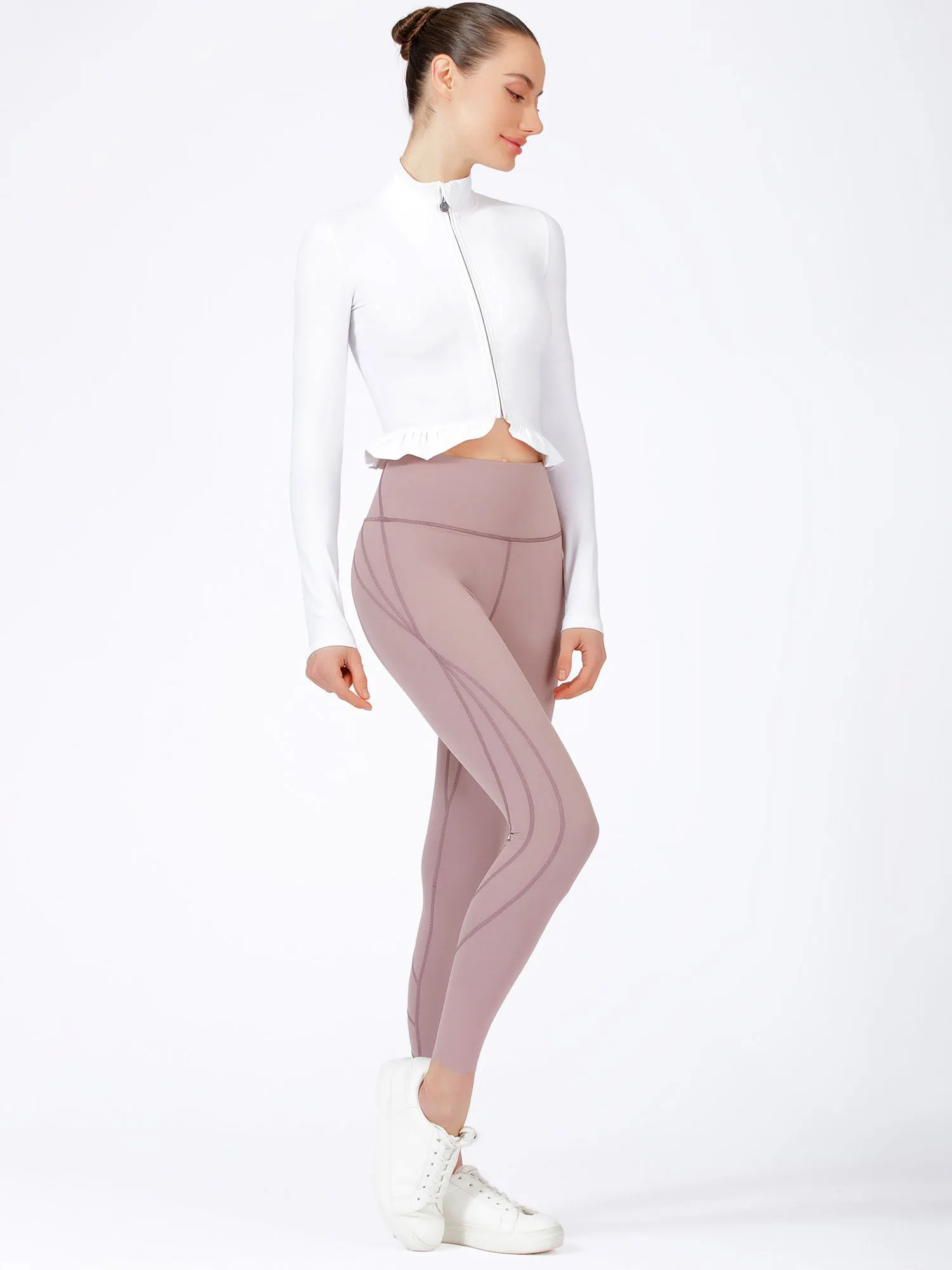CROPPED RUFFLES JACKET, WHITE