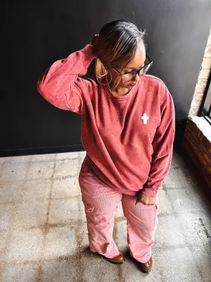 Cross Puff Adult Drop Shoulder Sweatshirt