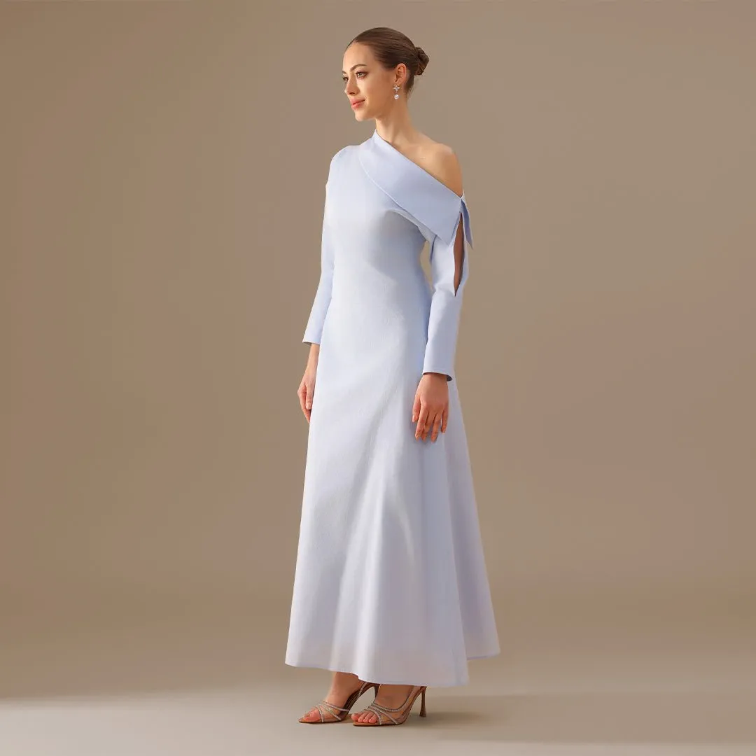 Cut-out Sleeve Linen one-shoulder dress