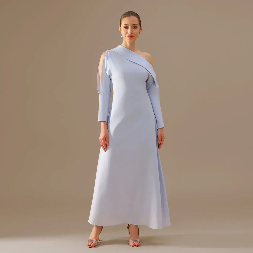 Cut-out Sleeve Linen one-shoulder dress