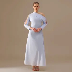Cut-out Sleeve Linen one-shoulder dress