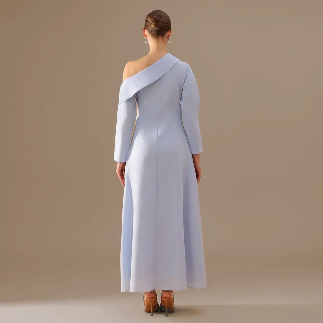 Cut-out Sleeve Linen one-shoulder dress