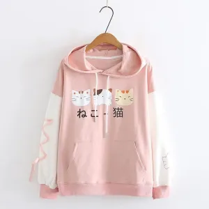 CUTE CAT PRINT HOODIE UB2640