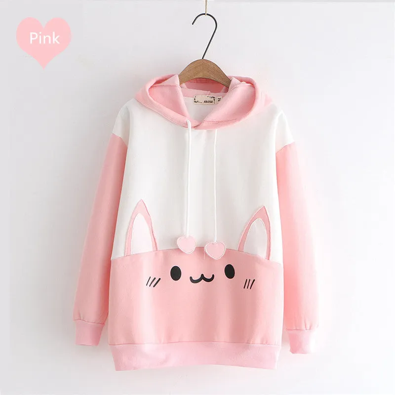 CUTE PINK BLUE BUNNY EARS HOODIE UB2651