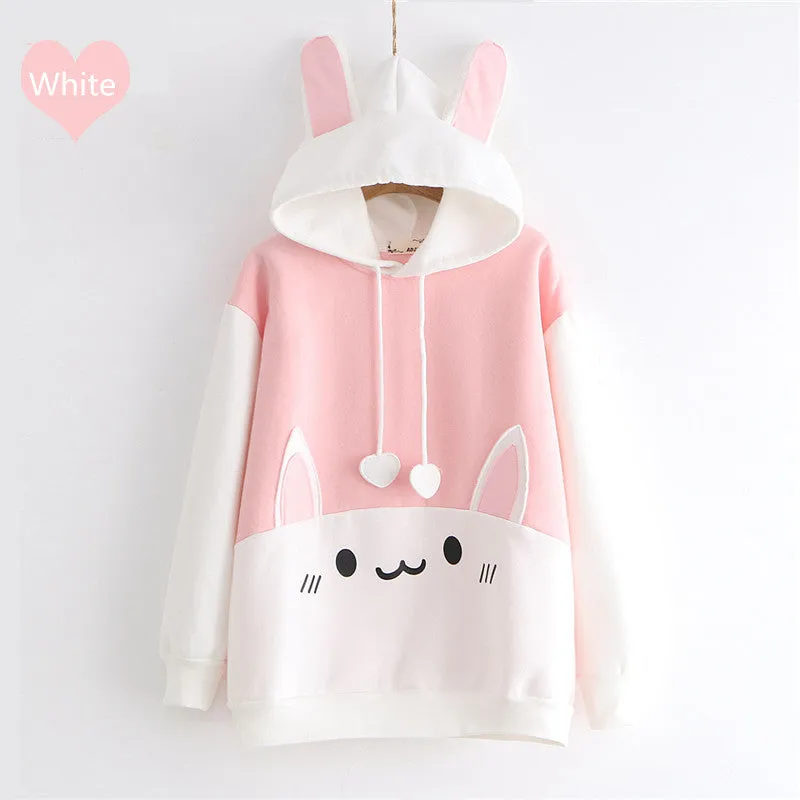 CUTE PINK BLUE BUNNY EARS HOODIE UB2651
