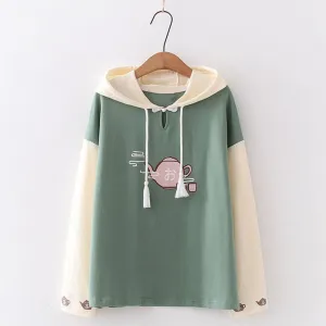 CUTE TEAPOT PRINT HOODIE UB2545