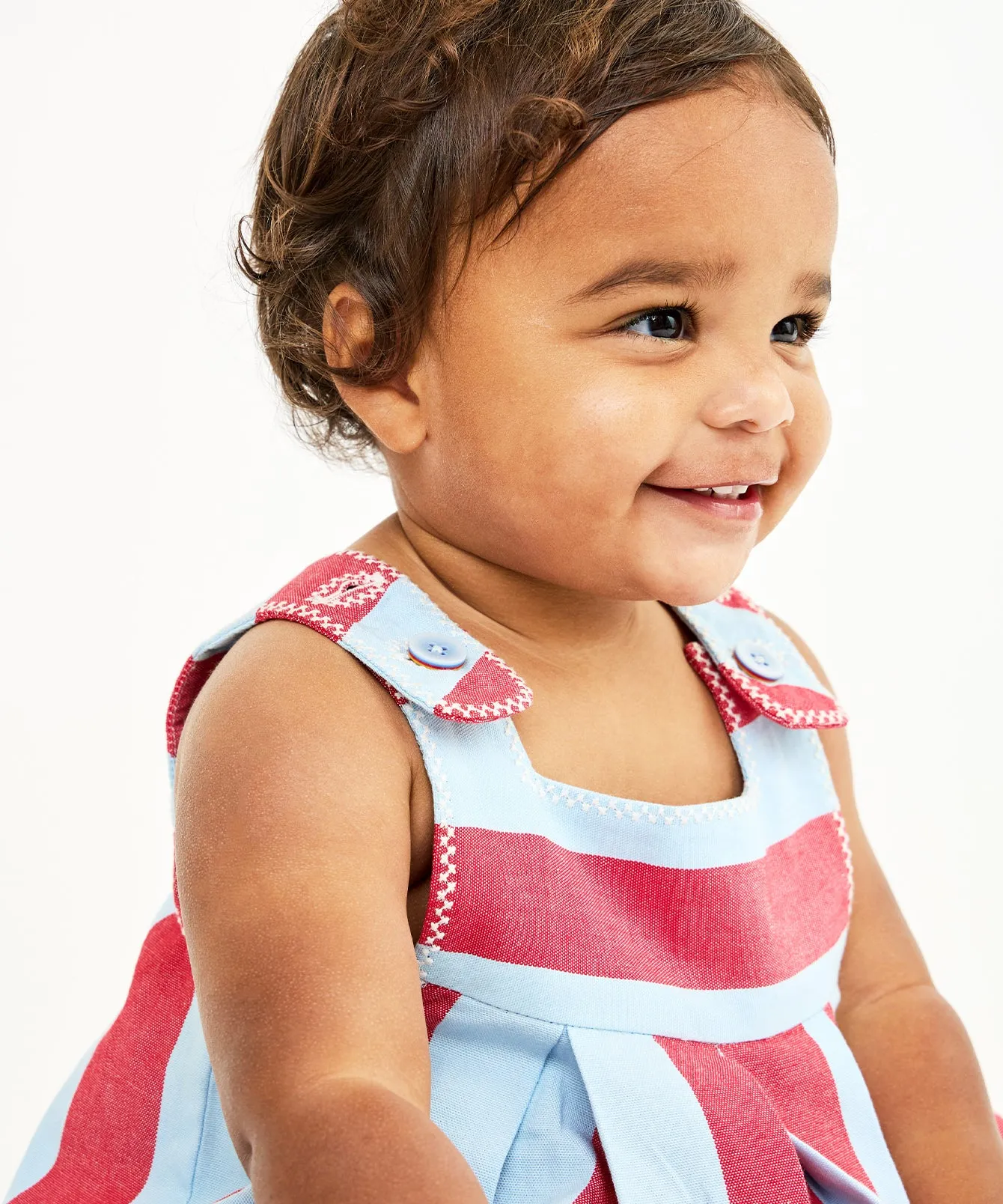 Daisy Baby Dress, Cherry Stripe