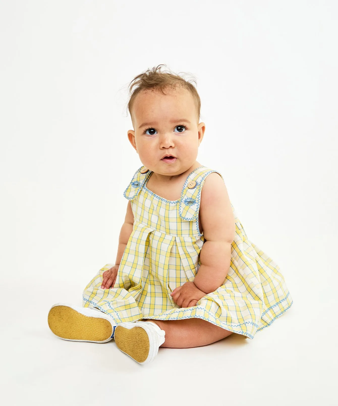 Daisy Baby Dress, Yellow Picnic Check