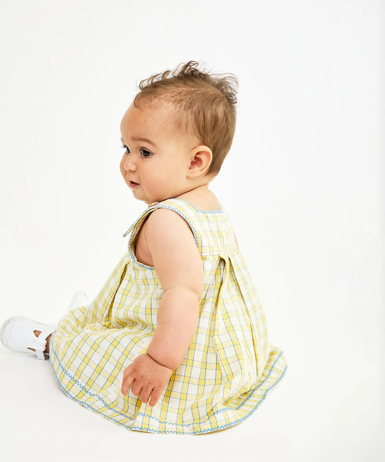 Daisy Baby Dress, Yellow Picnic Check
