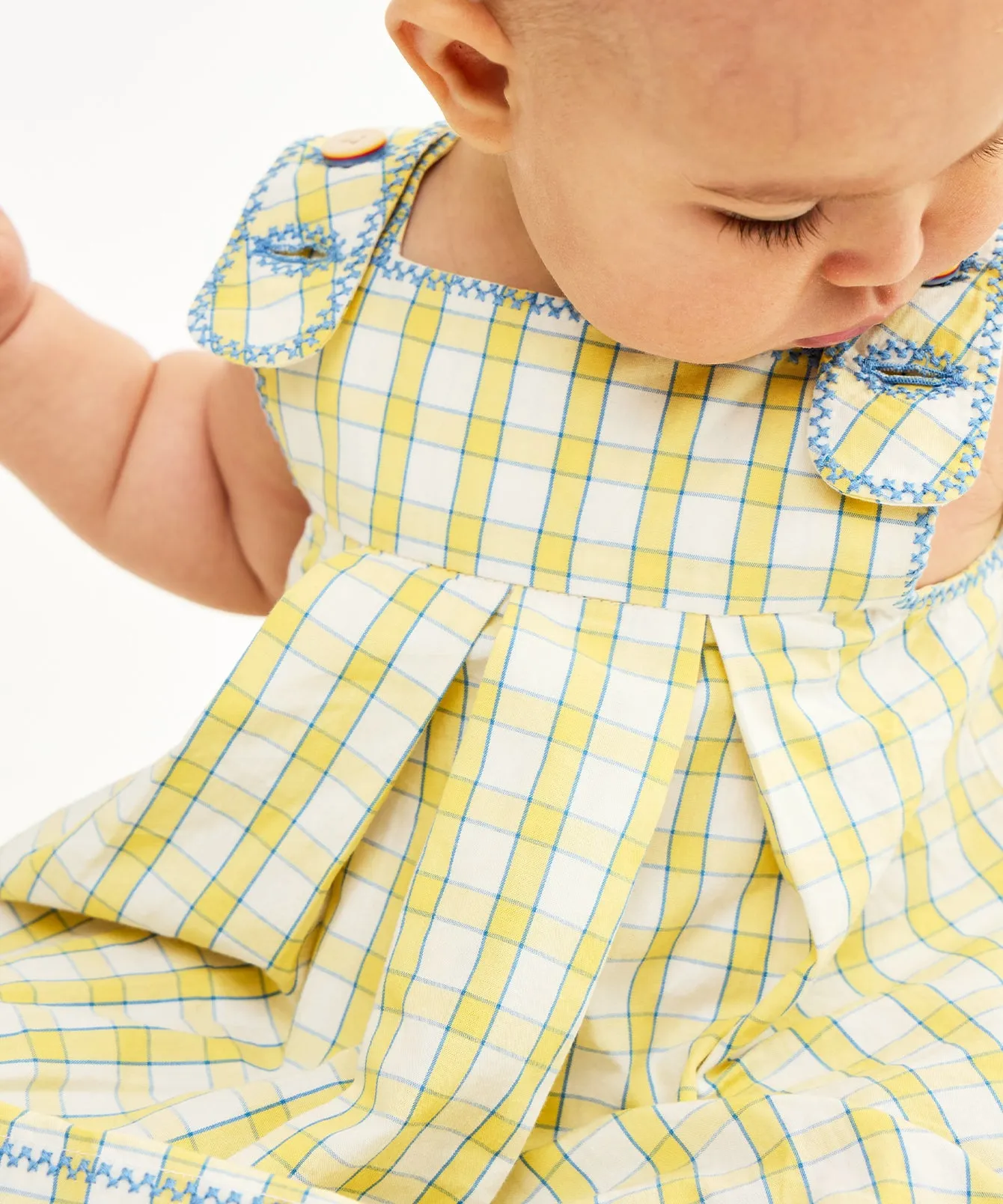 Daisy Baby Dress, Yellow Picnic Check