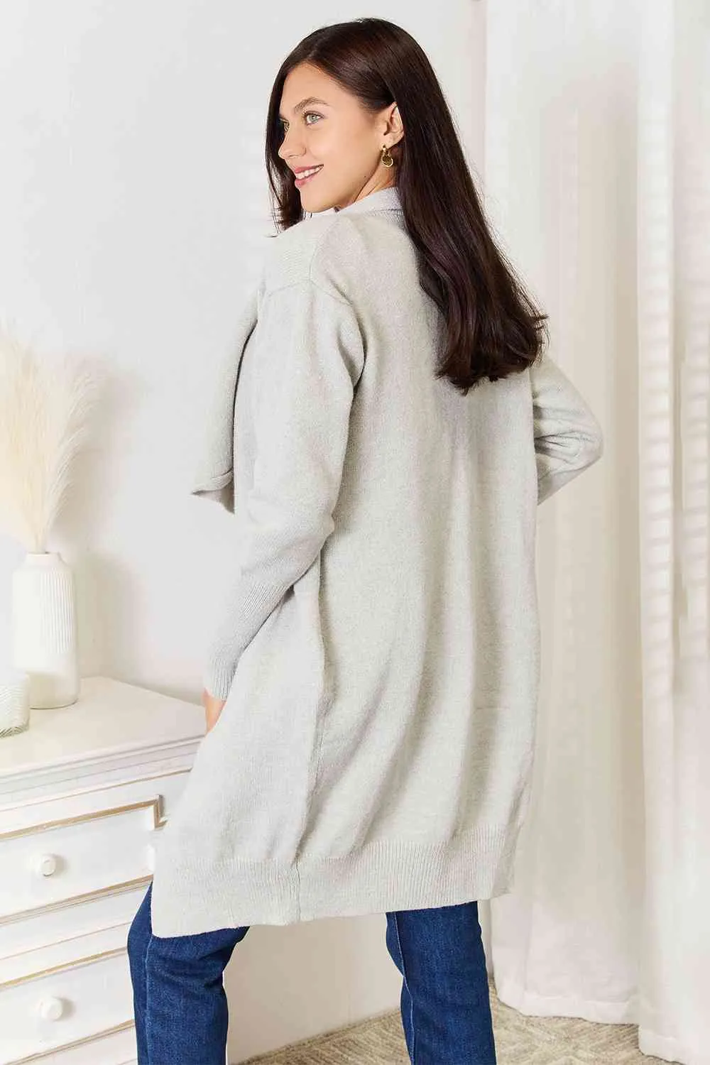 Darcie Double Take Open Front Duster Cardigan with Pockets